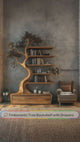 Aureliorn Sculpted Solid Wood Tree Bookshelf with Drawers