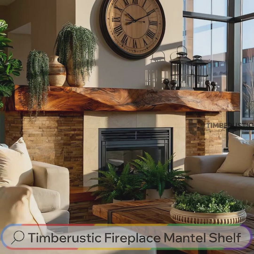 Ravaryn Handcrafted Solid Wood Fireplace Mantel Shelf