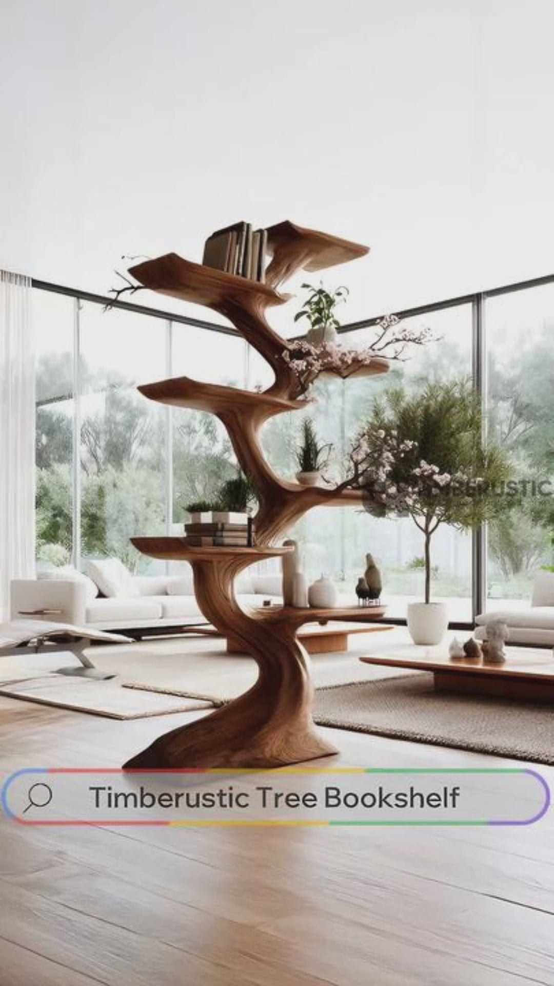 Aethorin Sculpted Solid Wood Tree Bookshelf