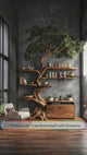 Sylveroak Organic Modern Tree Bookshelf with Drawers
