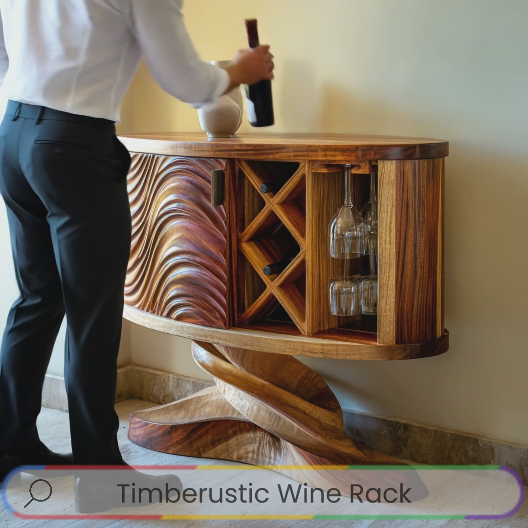 Velmorin Handcrafted Solid Wood Bar Cabinet