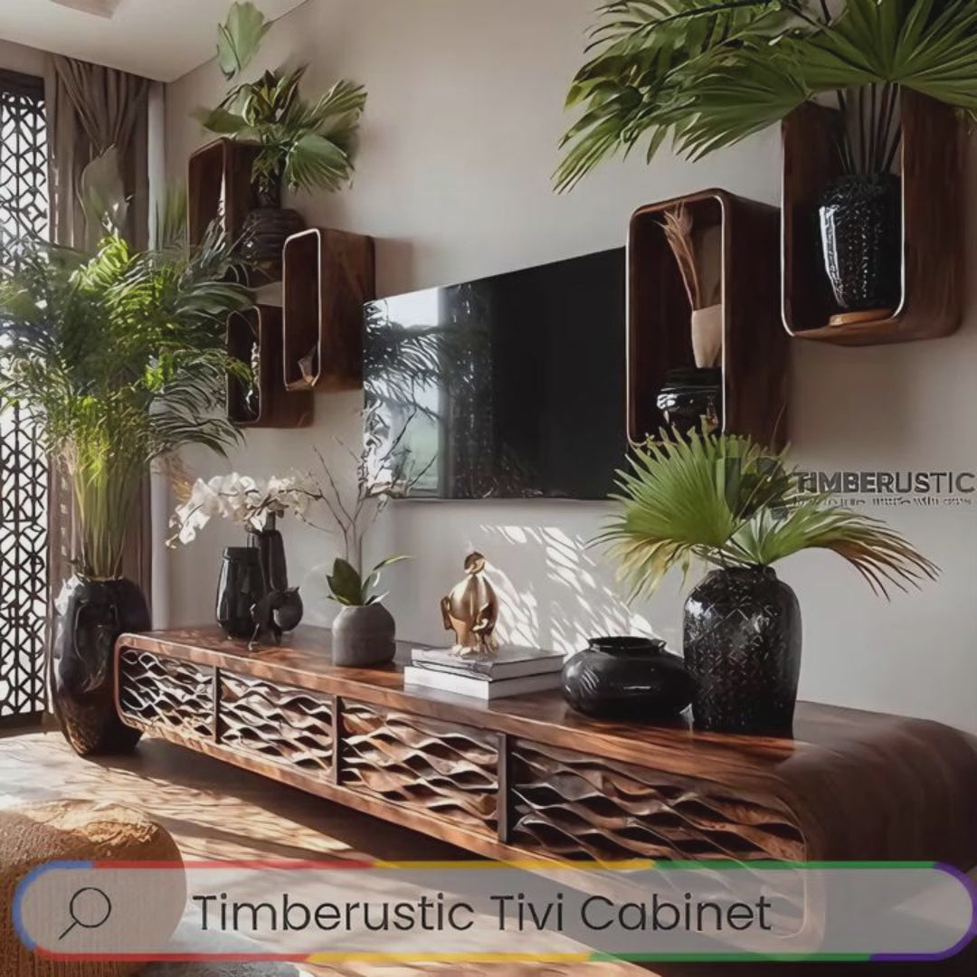 Valenor Sculpted Solid Wood Floating TV Cabinet