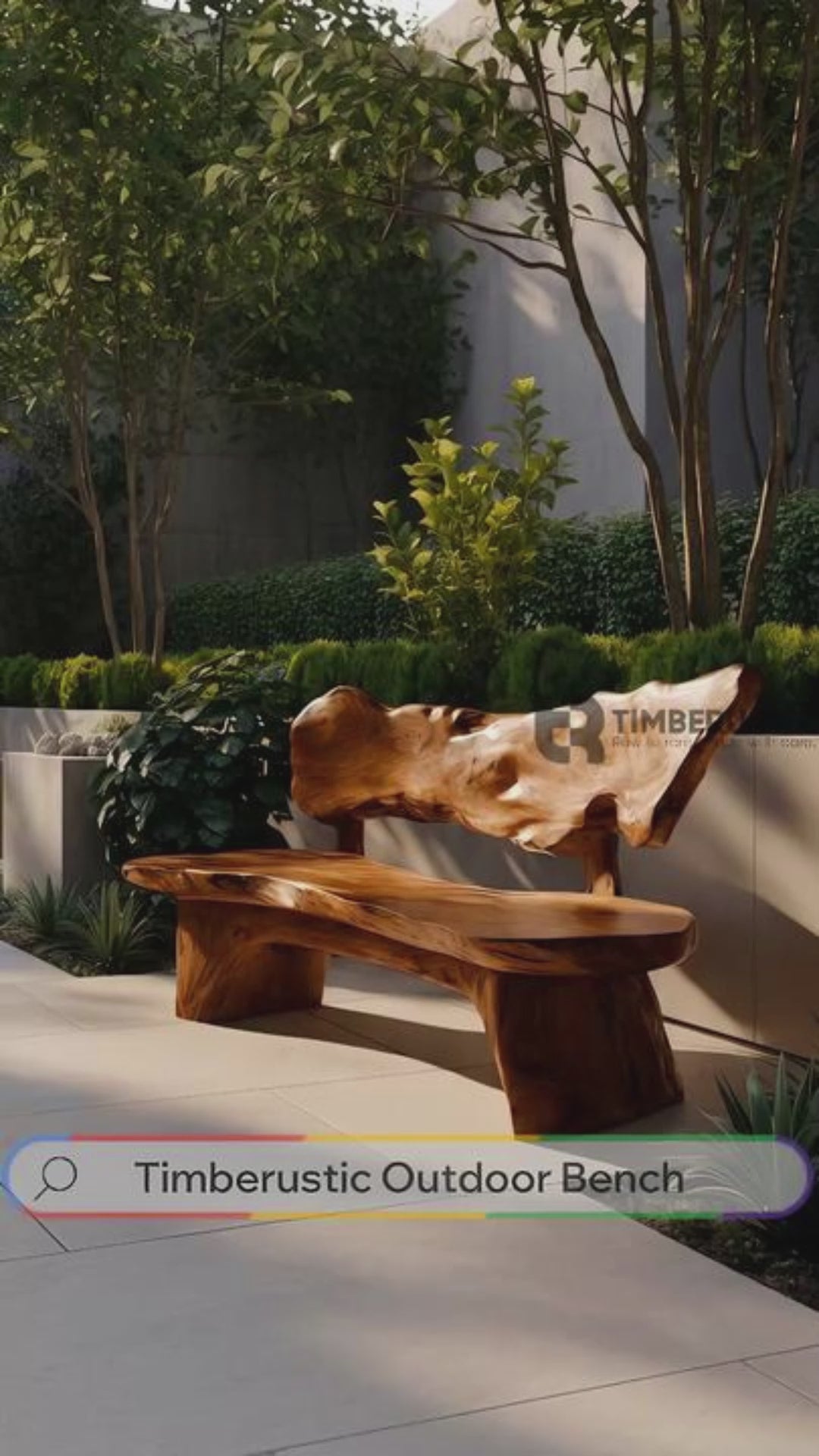 Coastline Drift Handcrafted Solid Wood Outdoor Bench