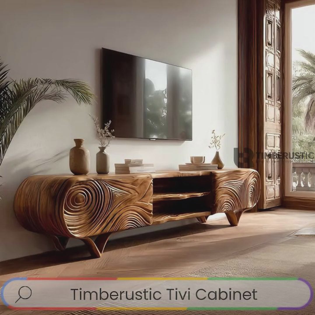 Graincrest Carved Wood Grain TV Cabinet