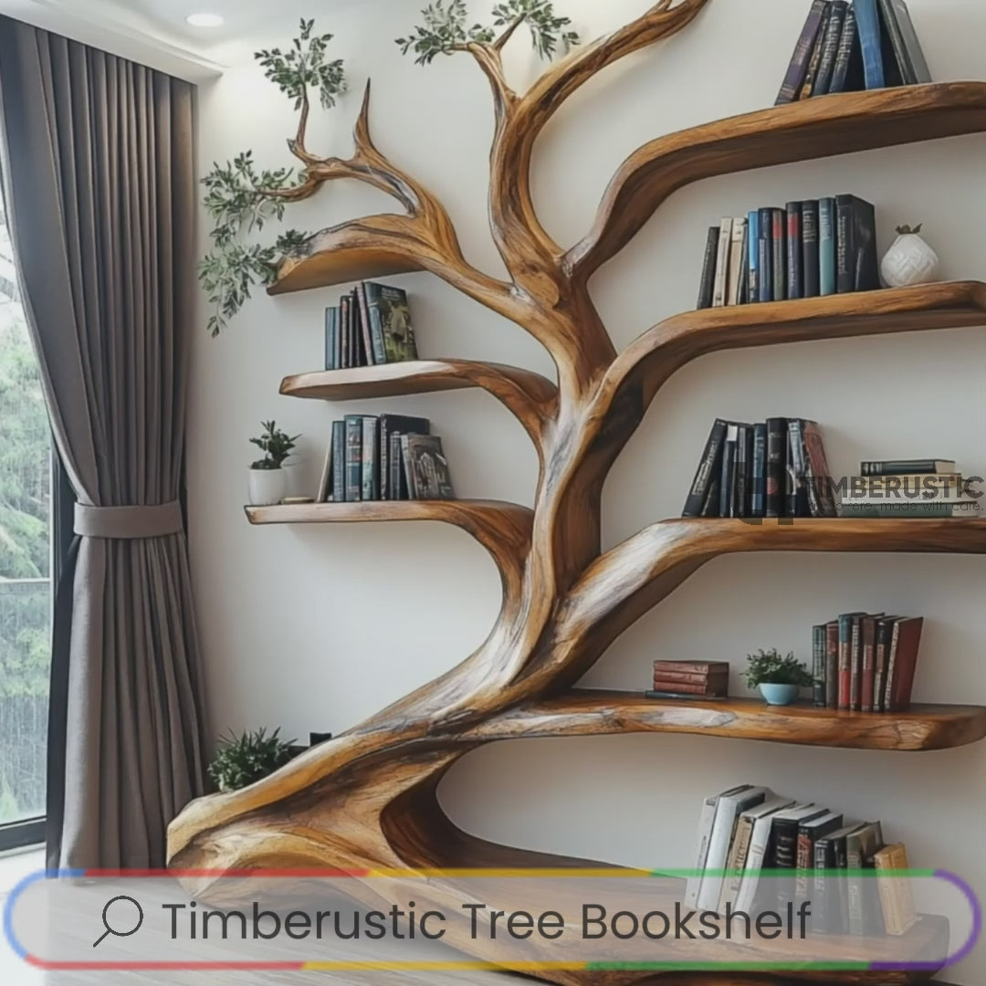 Sylvara Flow Handcrafted Live Edge Tree Bookshelf