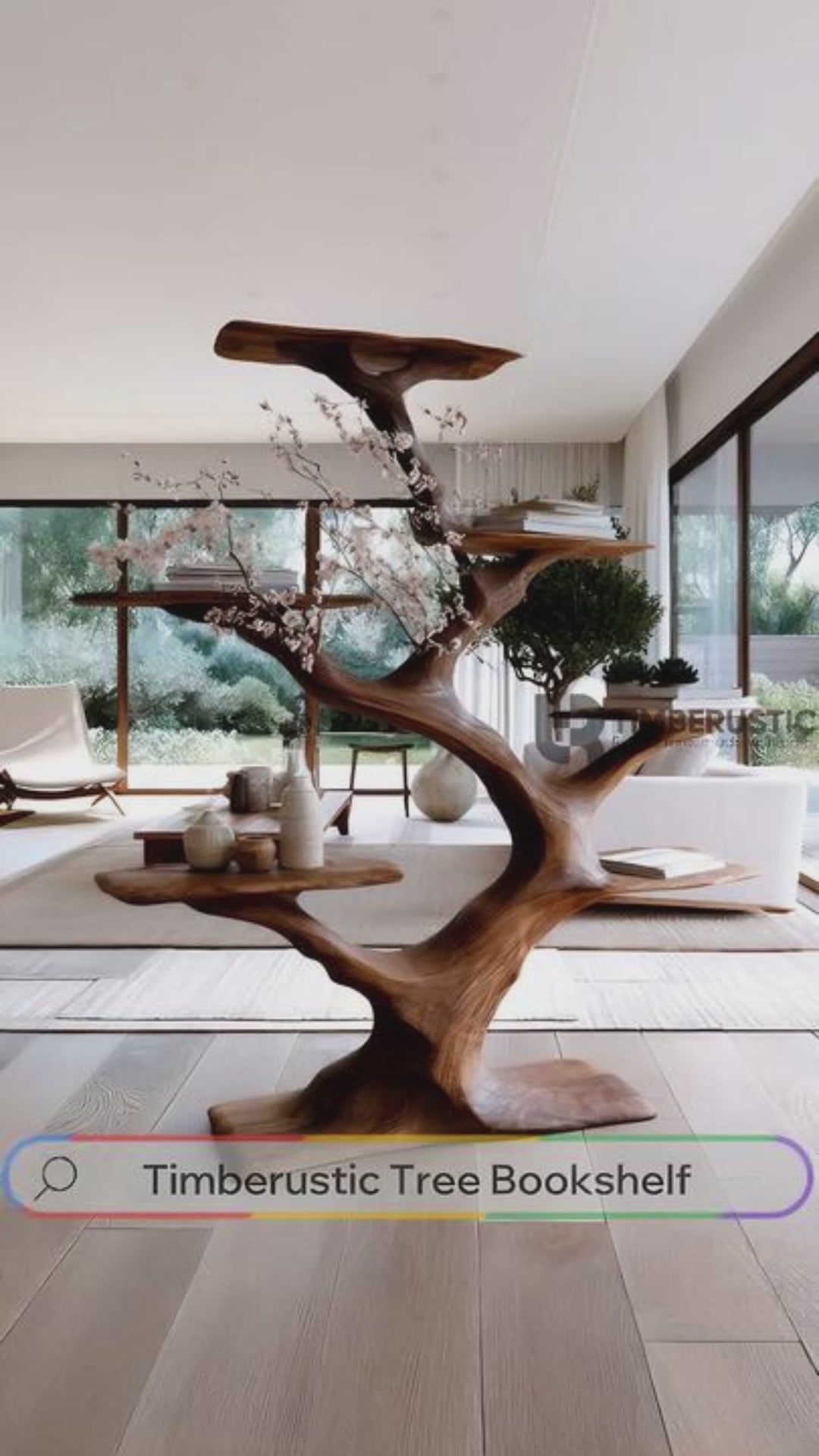 Vaeloris Sculpted Solid Wood Tree Bookshelf