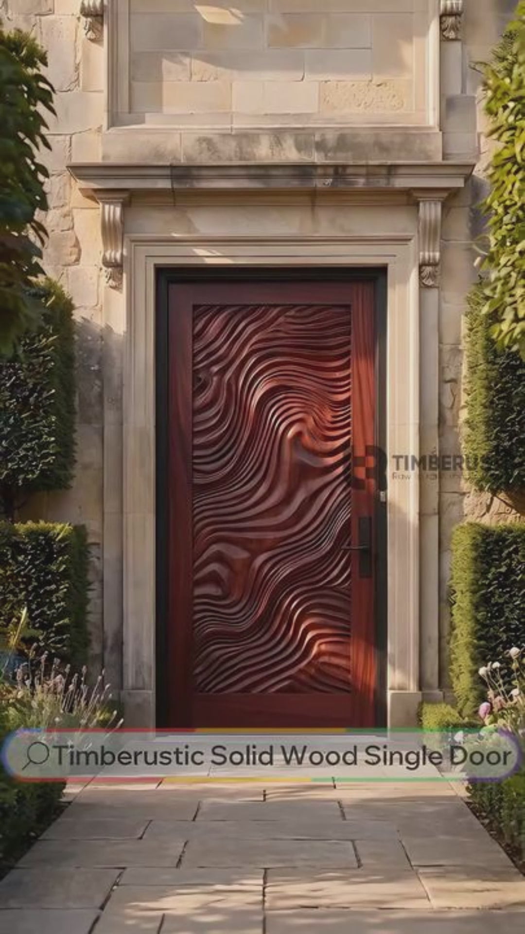 Undara Handcrafted Solid Wood Topographic Relief Single Door