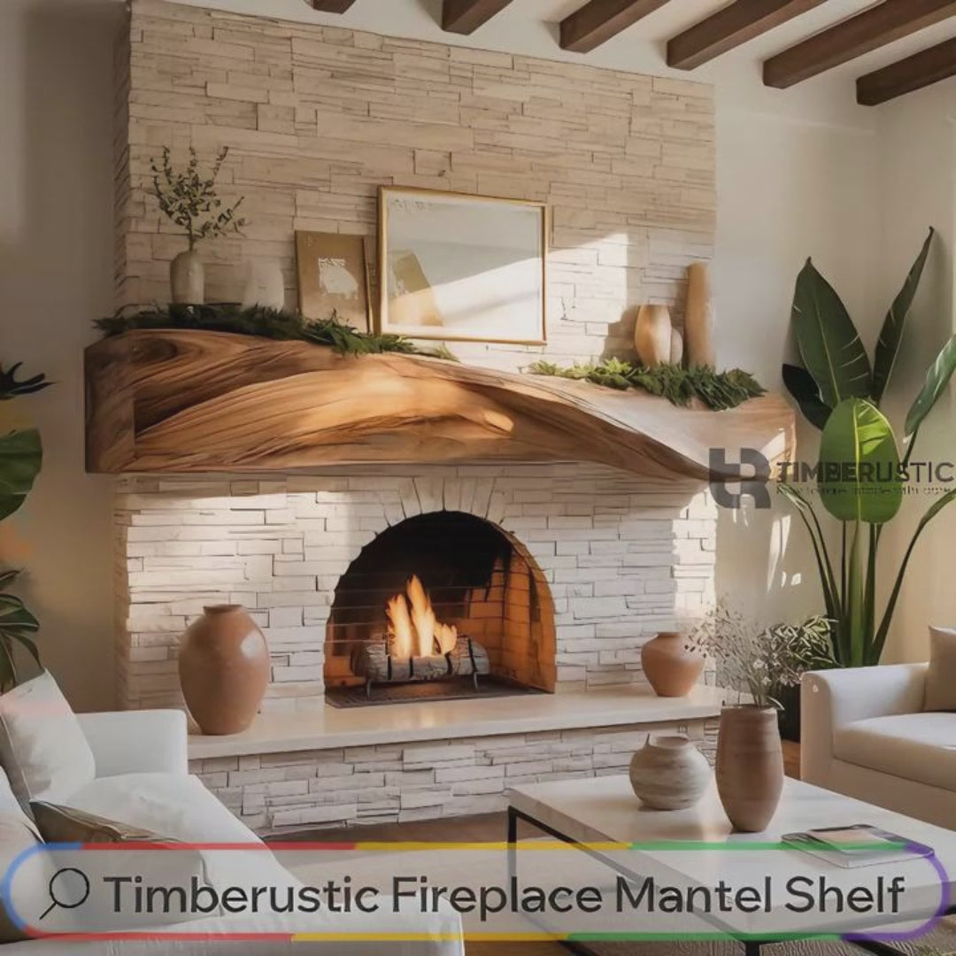 Lunor Waveform Solid Wood Fireplace Mantel Shelf