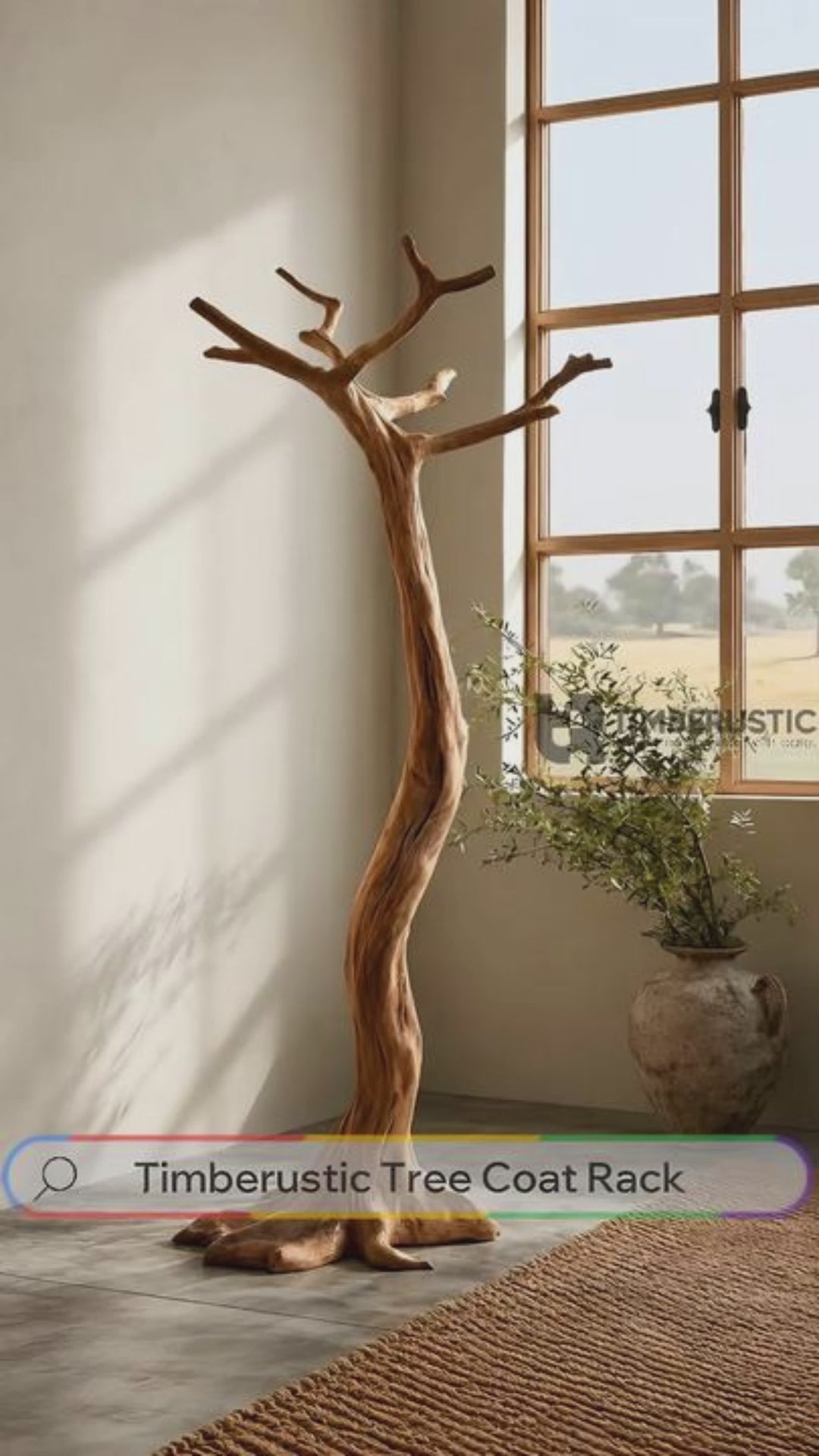 Wildmere Handcrafted Sculpted Solid Wood Tree Coat Rack