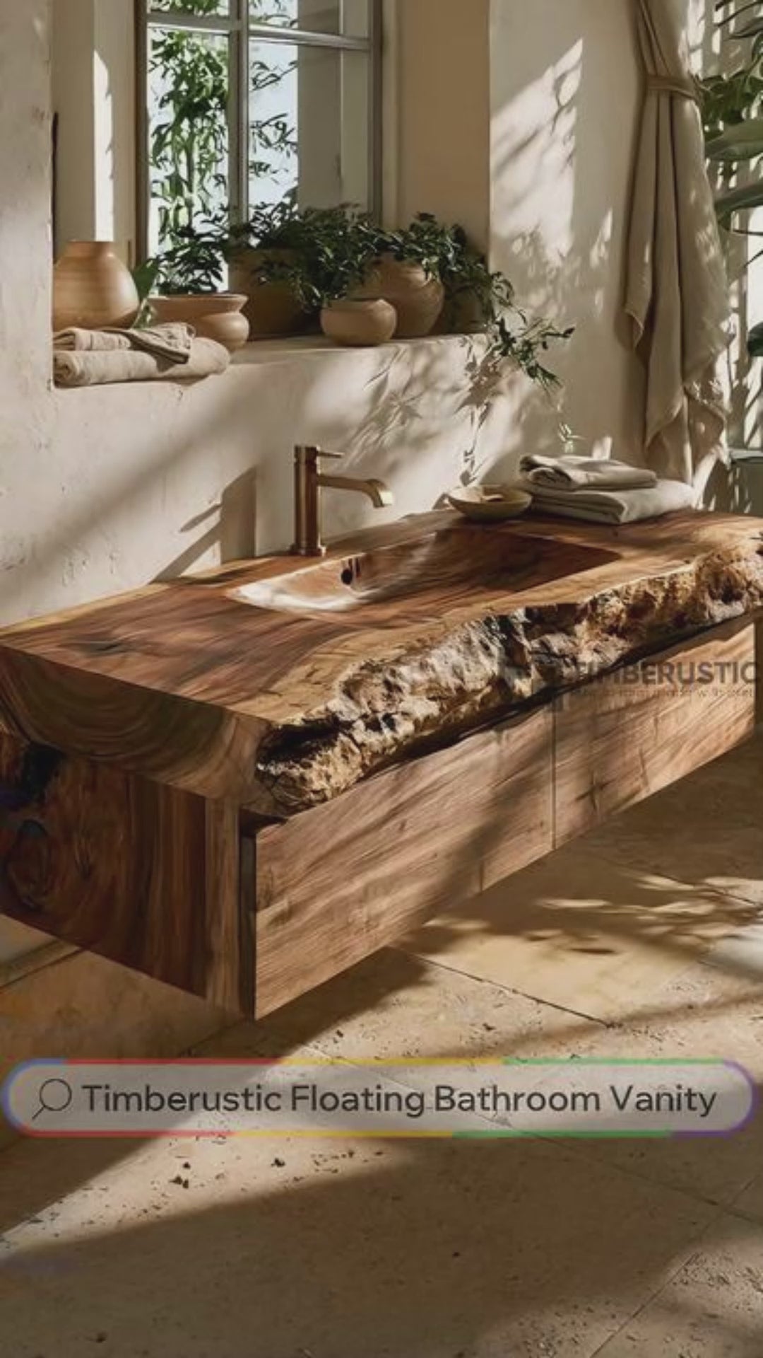 Ravenglen Handcrafted Solid Wood Floating Bathroom Vanity with Drawers