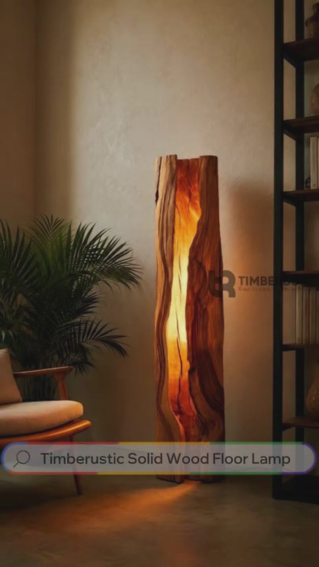 Solvaryn Sculpted Live Edge Integrated LED Wood Floor Lamp
