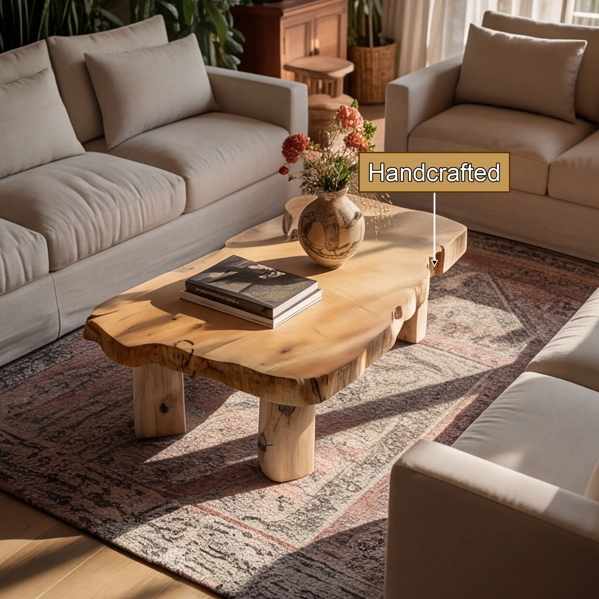 Solace Live Edge Solid Wood Coffee Table - Timberustic Coffee Table