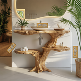 Flowroot Solid Wood Freestanding Bathroom Vanity with Shelves - Timberustic Freestanding Bathroom Vanity with Shelves