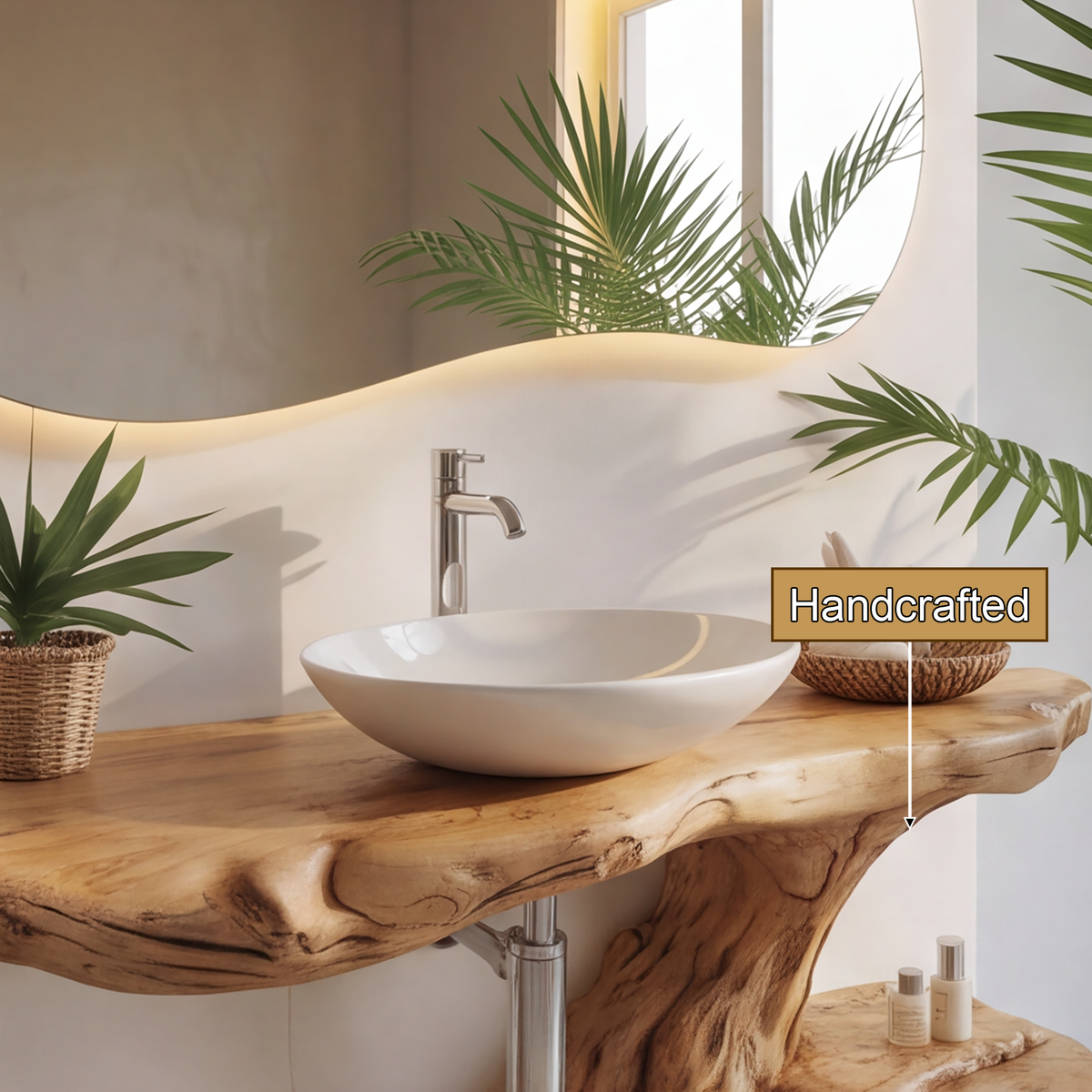 Flowroot Solid Wood Freestanding Bathroom Vanity with Shelves - Timberustic Freestanding Bathroom Vanity with Shelves