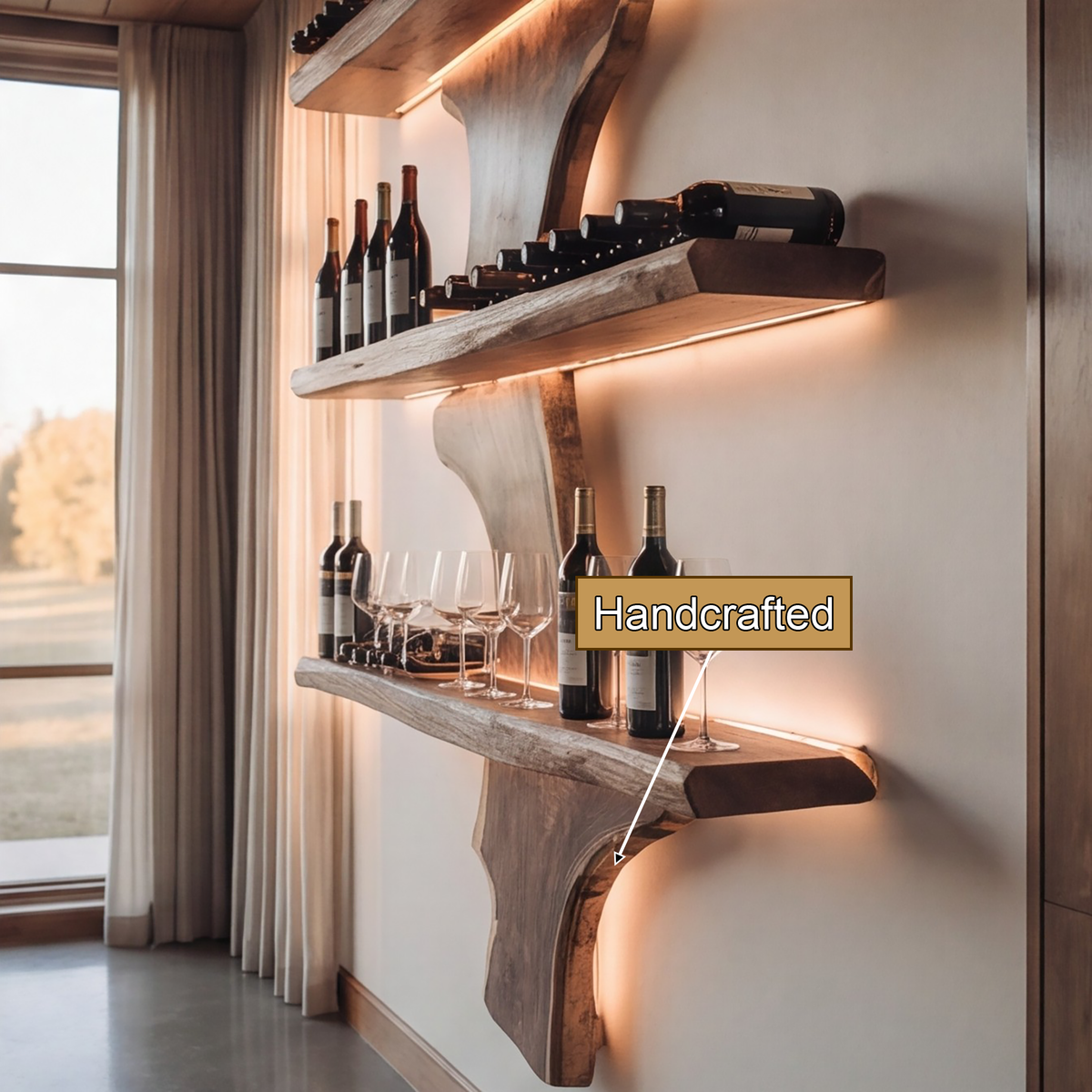Driftwood Edge Floating Wine Rack - Timberustic Wine Rack