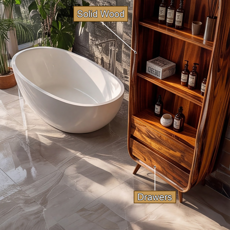 Flowarc Solid Wood Bathroom Cabinet - Timberustic Bathroom Cabinet